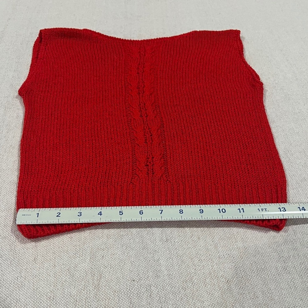 Vintage Liz Claiborne Sweater Women's Petite S Red Silk Blend Cable Button Back - Picture 7 of 8